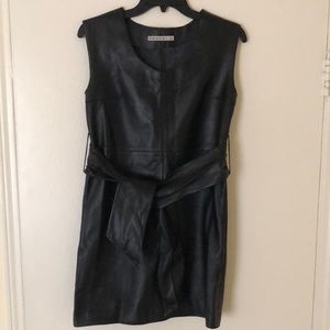 Bad ass black leather mini dress by Kookai size 34 or size 4